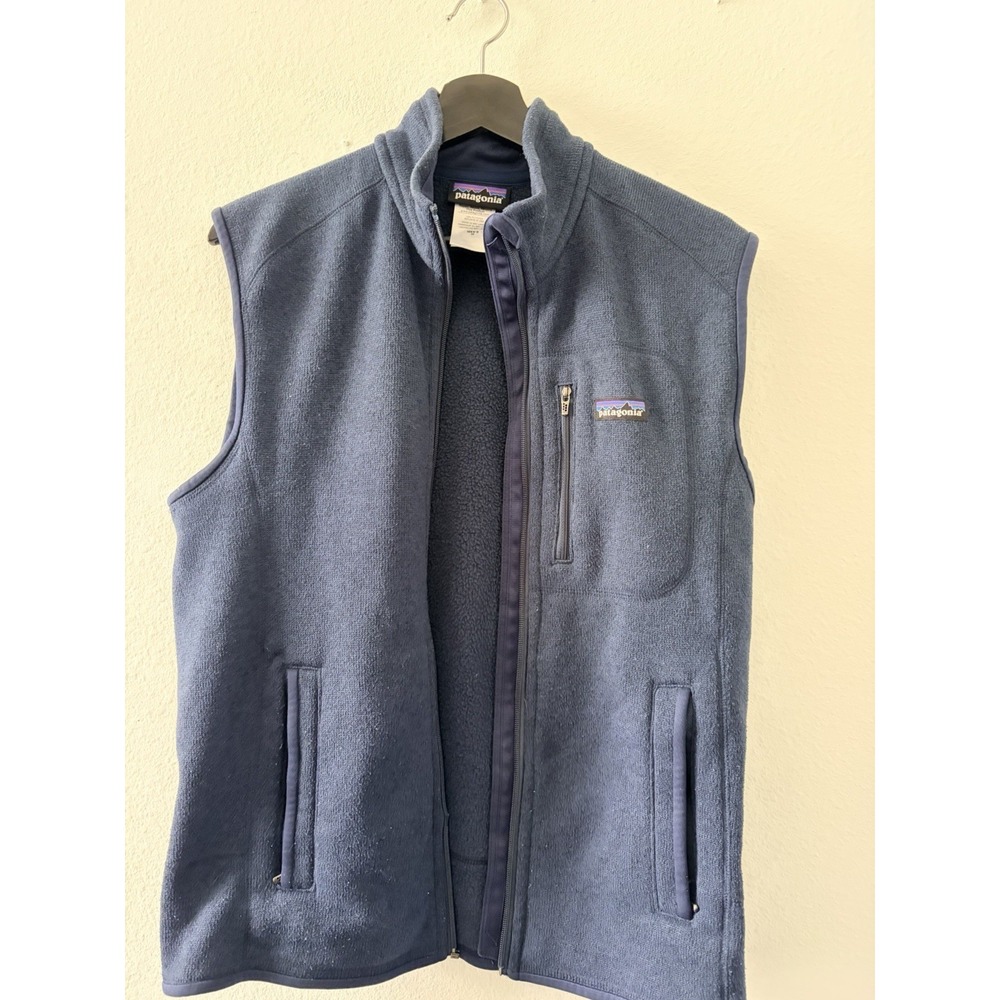 Patagonia Mens Medium M Blue Full Zip Fleece Vest Outerwear Layer